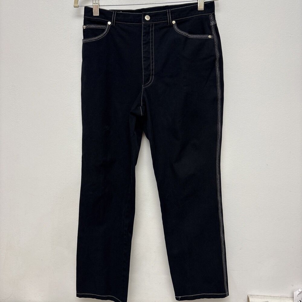 ESCADA Slim Fit Dark Wash Denim Jeans, Stretch, White Stitching, Womans Size 8